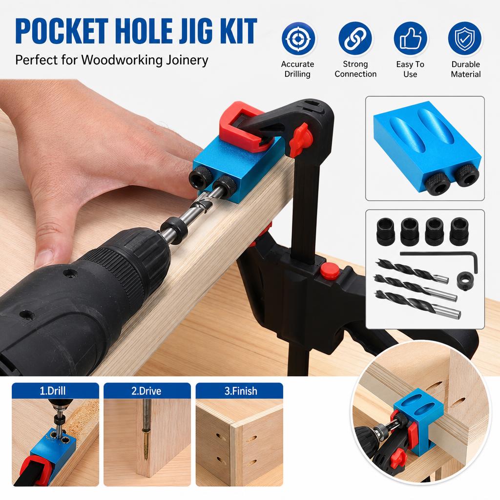 Pocket Hole Jig - Набор для сверления скрытых отверстий (14